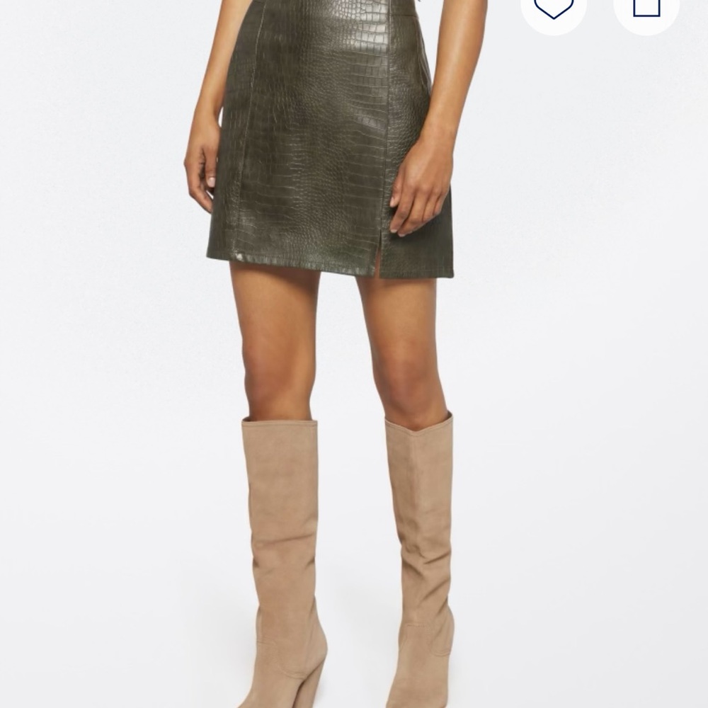 Olive Green Faux Leather Mini Skirt
